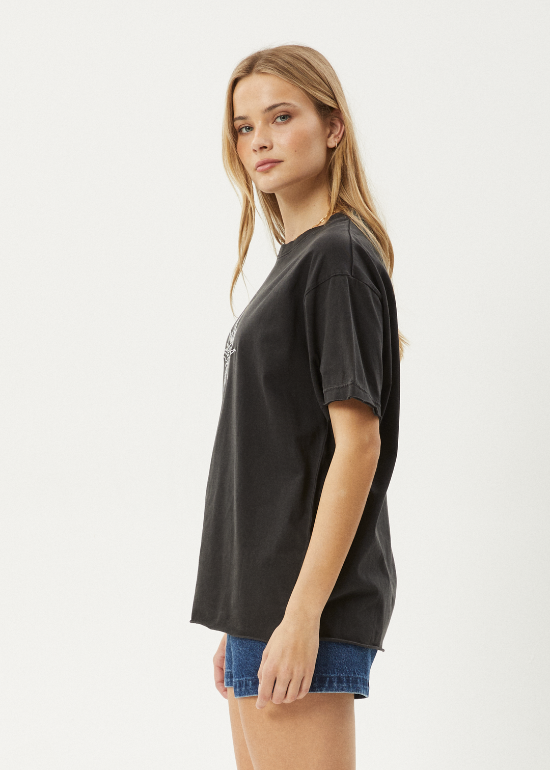 AFENDS Womens Sunny - Oversized Tee - Stone Black - Sustainable Clothing - Streetwear