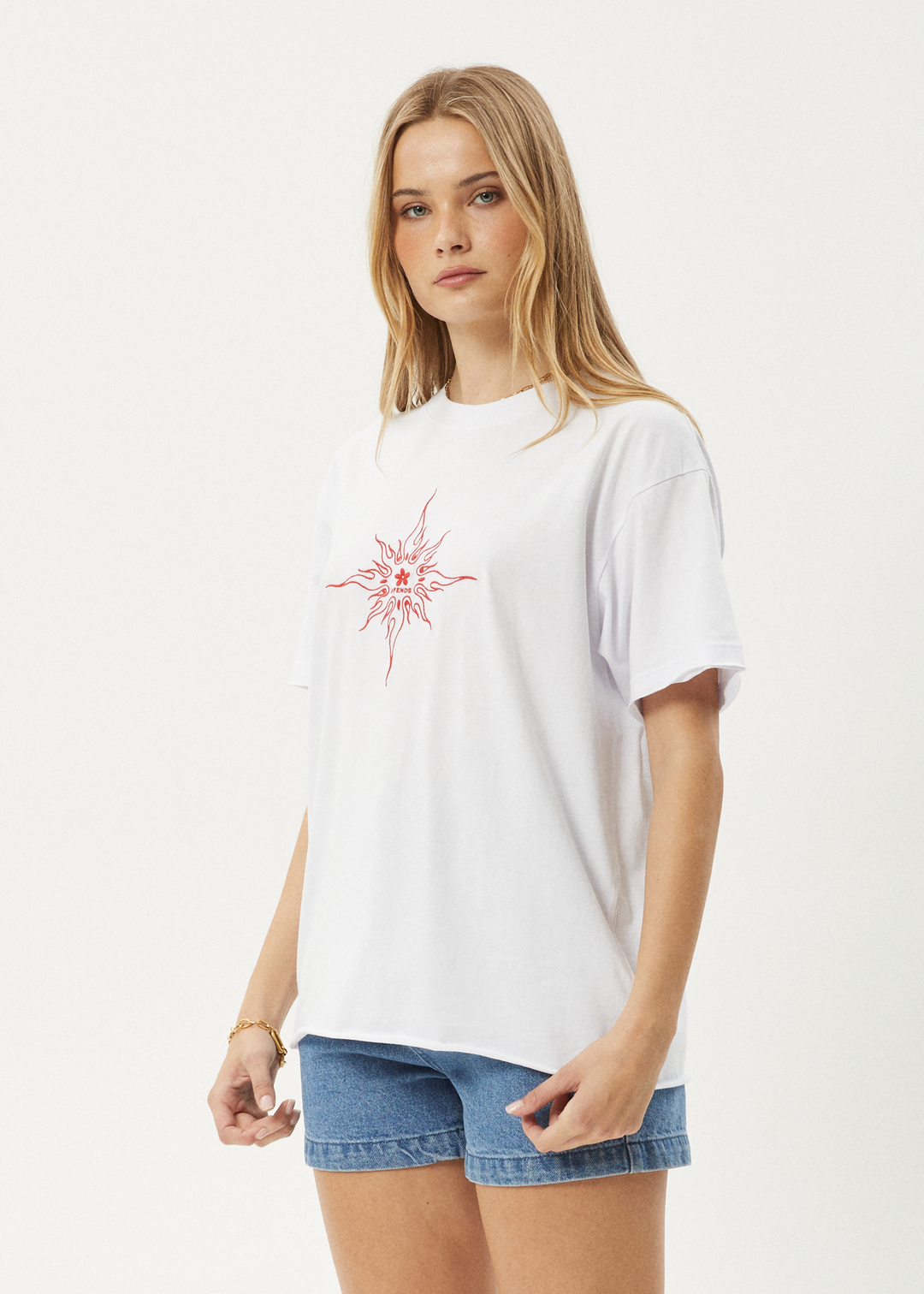 AFENDS Womens Sunny - Oversized Tee - White - Sustainable Clothing - Streetwear