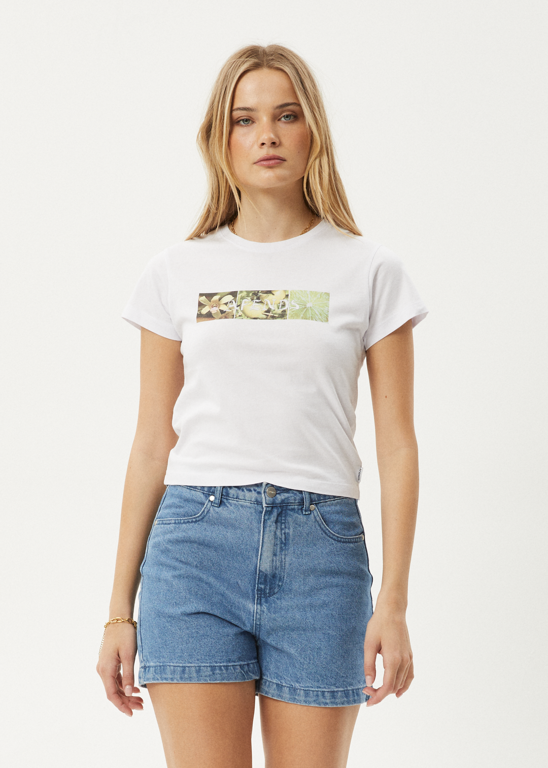 AFENDS Womens Citrus - Baby Tee - White - Sustainable Clothing - Streetwear