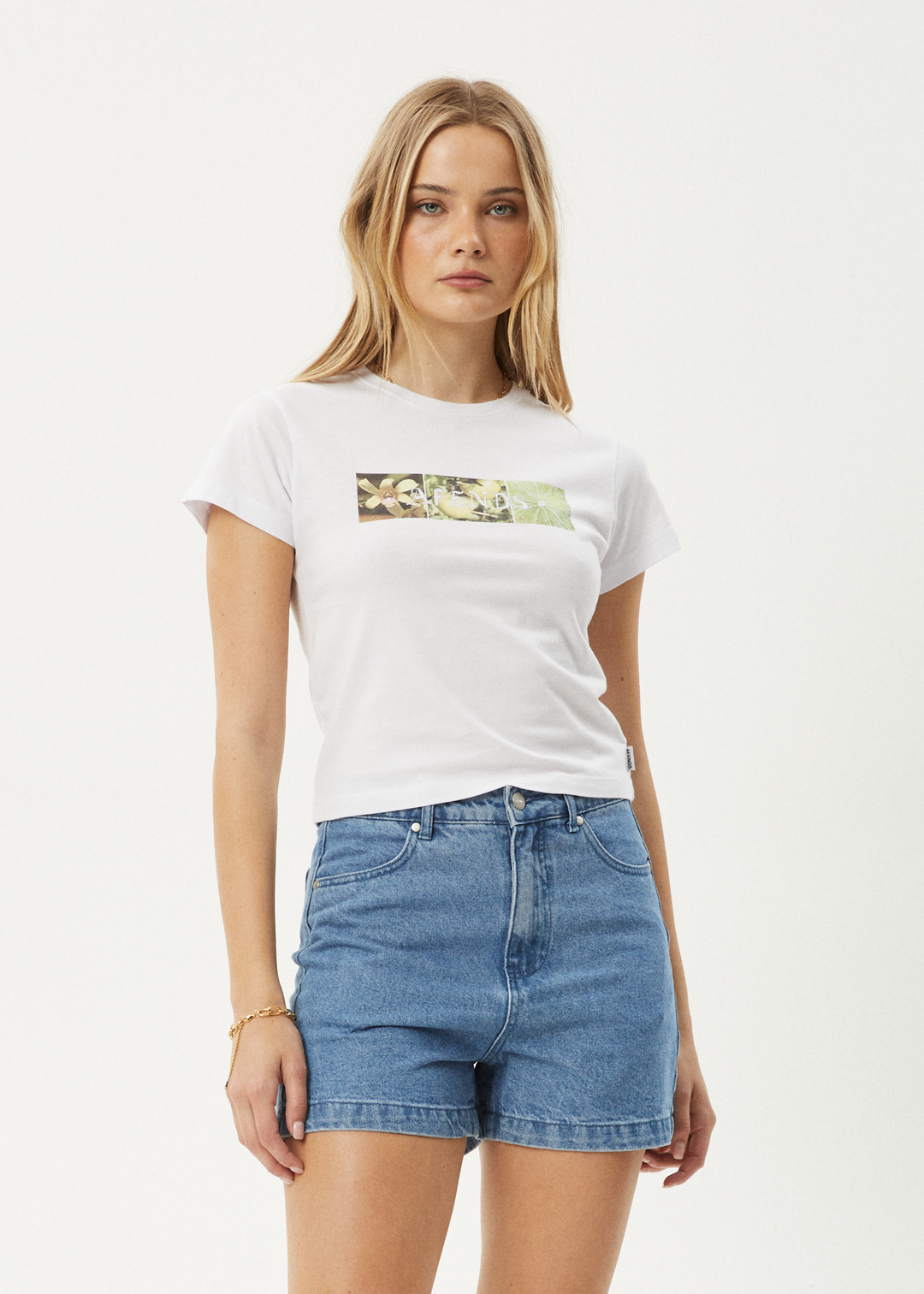 AFENDS Womens Citrus - Baby Tee - White - Sustainable Clothing - Streetwear