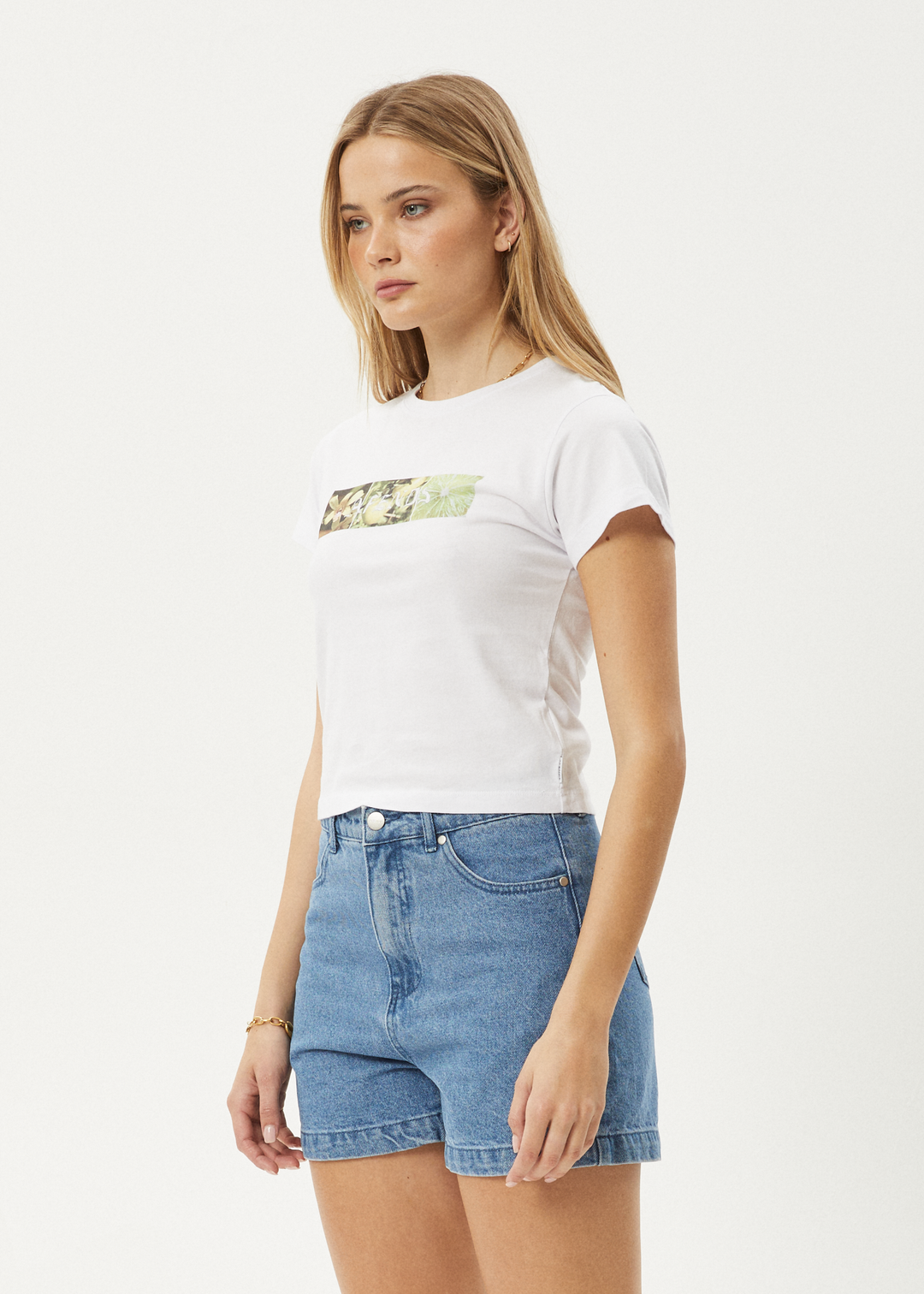 AFENDS Womens Citrus - Baby Tee - White - Sustainable Clothing - Streetwear