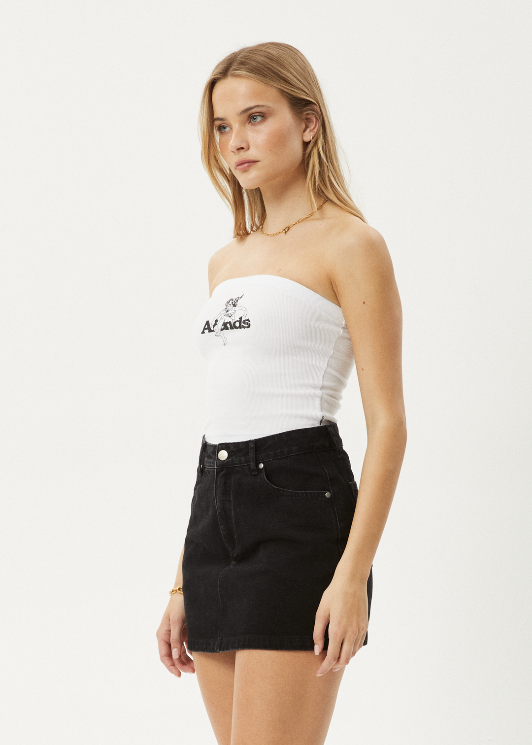 AFENDS Womens No Fury - Rib Tube Top - White - Sustainable Clothing - Streetwear