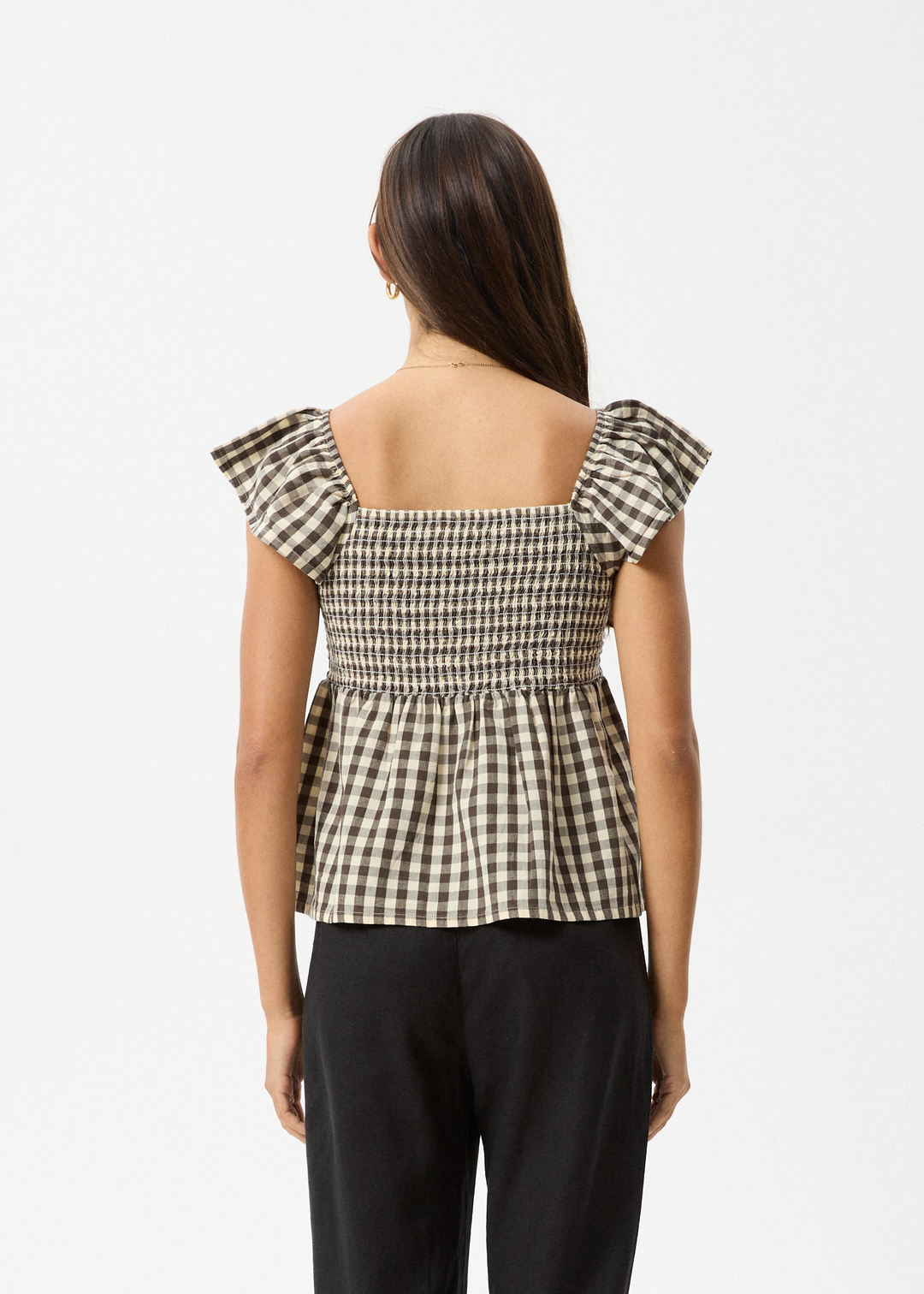 AFENDS Womens Gambet Check - Top - Black / Sand - Sustainable Clothing - Streetwear