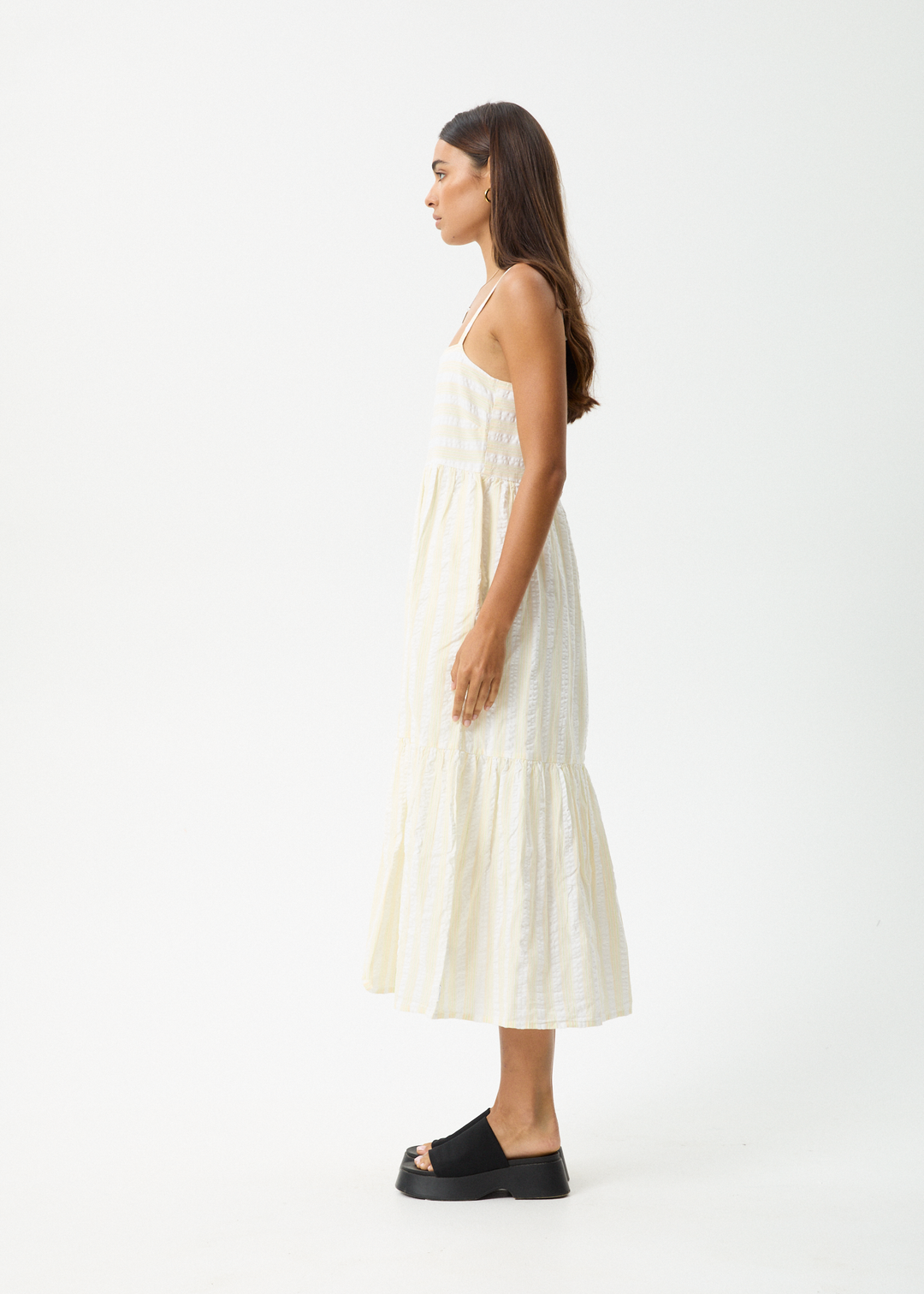 AFENDS Womens Splice - Maxi Dress - White / Lemongrass - Sustainable Clothing - Streetwear