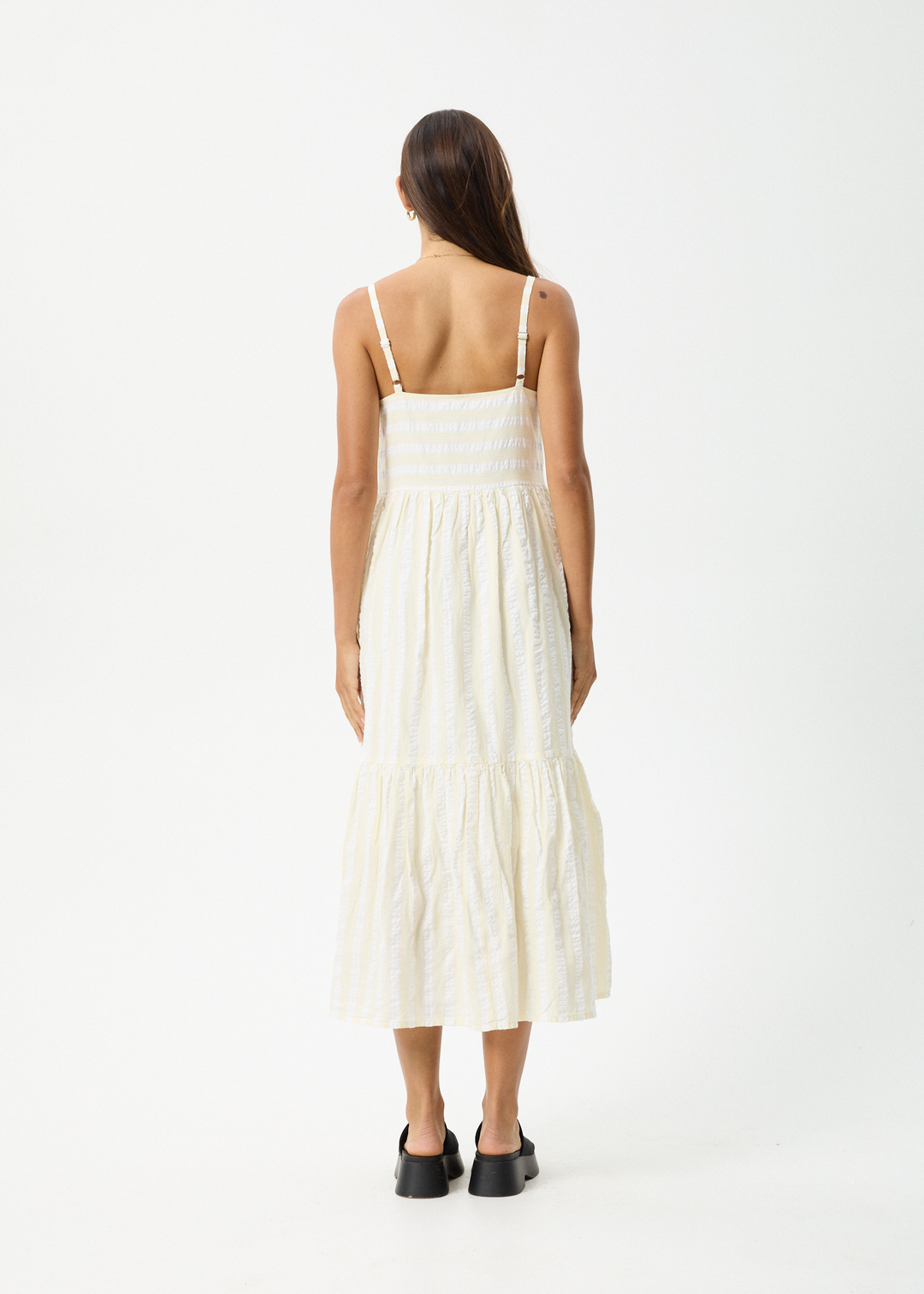 AFENDS Womens Splice - Maxi Dress - White / Lemongrass - Sustainable Clothing - Streetwear