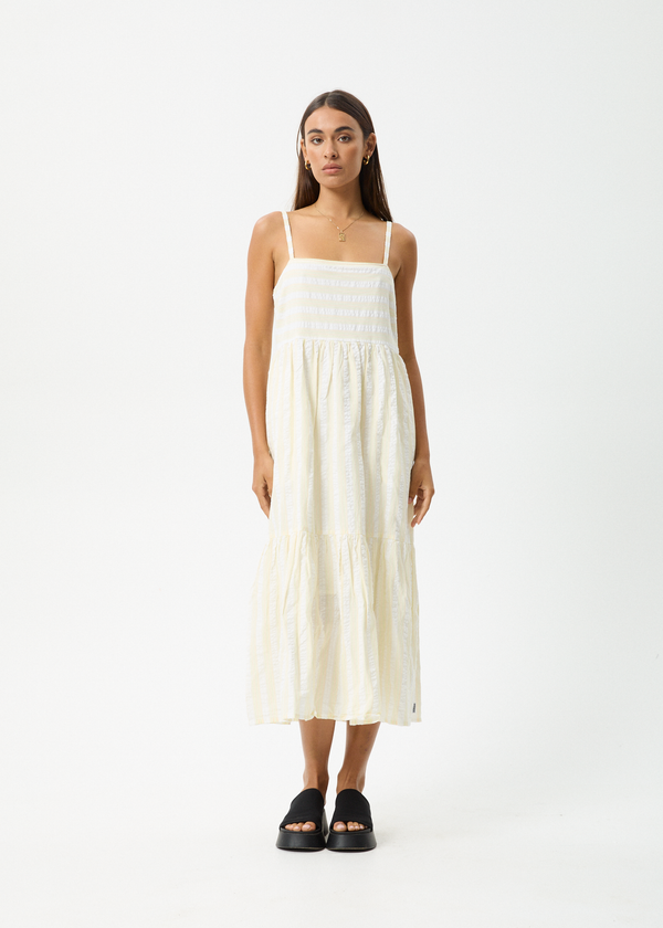 AFENDS Womens Splice - Maxi Dress - White / Lemongrass