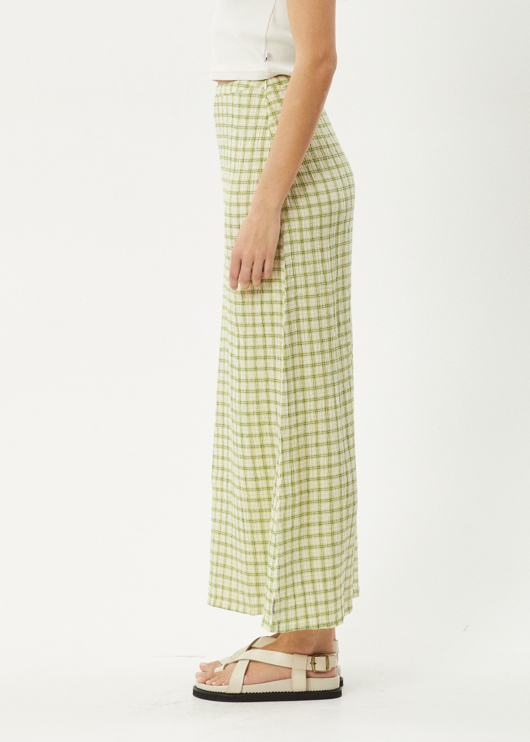 AFENDS Womens Darcy - Check Maxi Skirt - Lemongrass Check - Sustainable Clothing - Streetwear