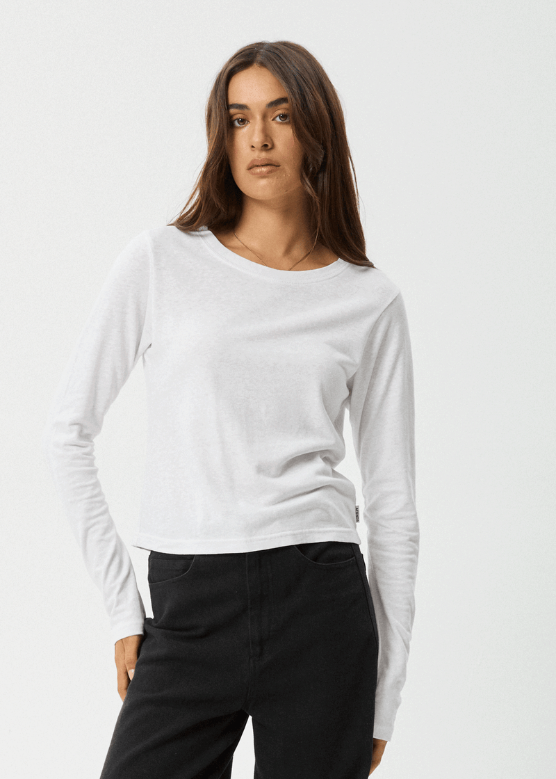 AFENDS Womens Elevate - Hemp Long Sleeve T-Shirt - White