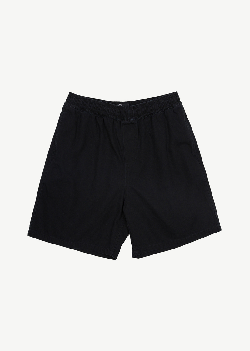 AFENDS Mens Ninety Eights - Recycled Baggy Elastic Waist Shorts - Black