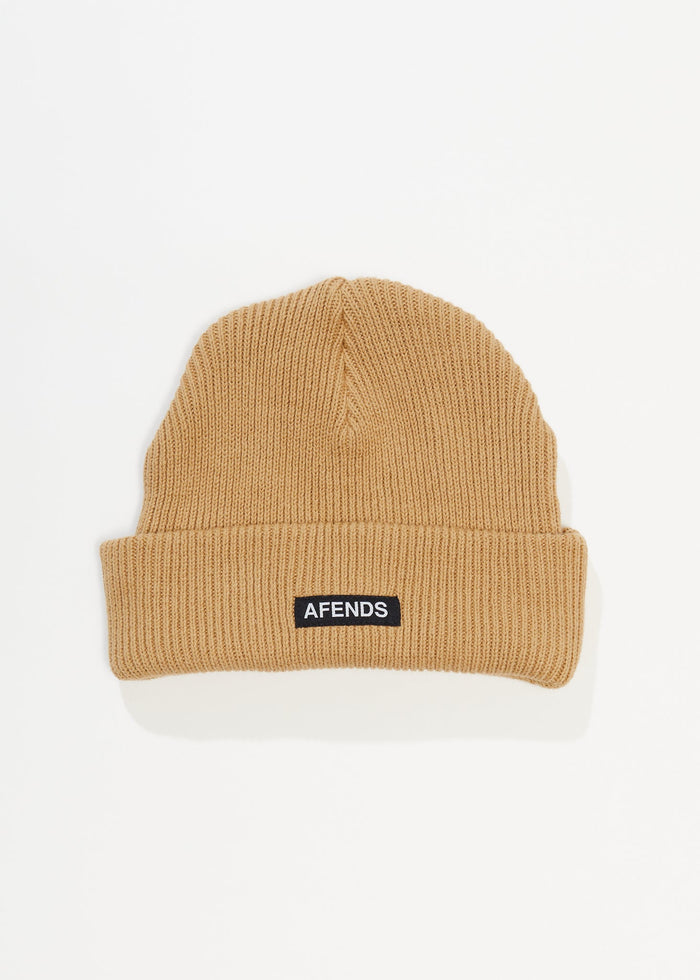 Afends Unisex Home Town - Recycled Knit Beanie - Tan - Sustainable Clothing - Streetwear