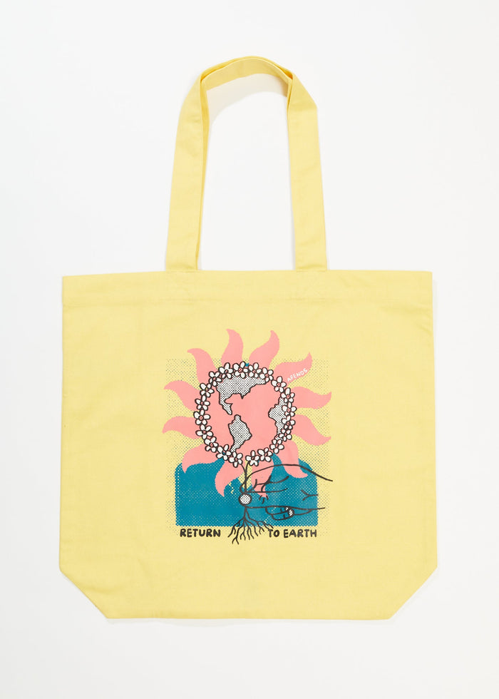 Afends Unisex Return To Earth - Recycled Tote Bag - Butter - Sustainable Clothing - Streetwear