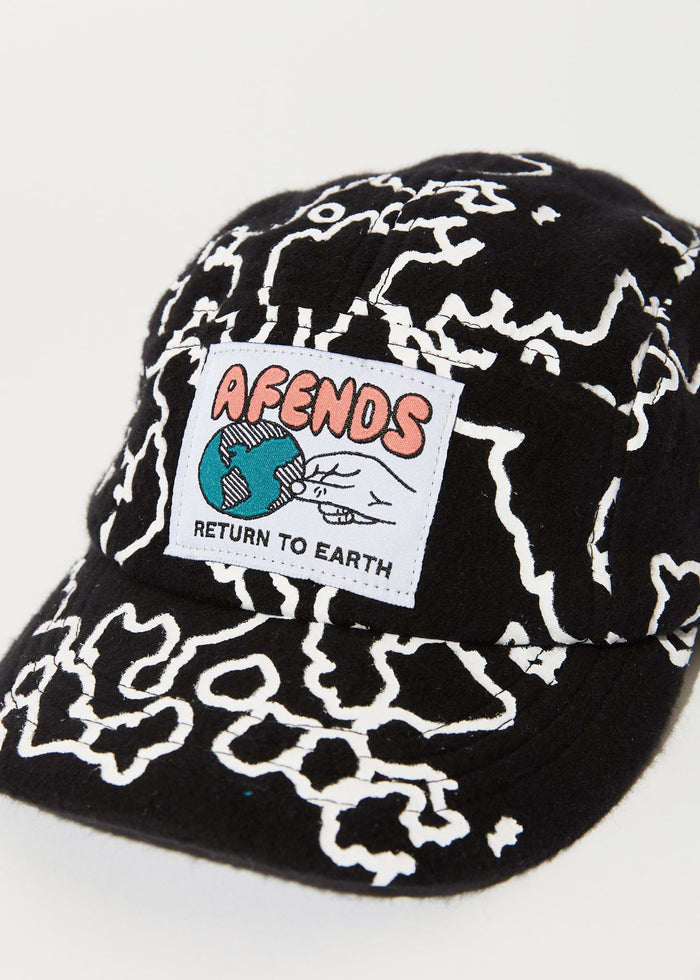 Afends Unisex Script - Recycled 5 Panel Cap - Black Camo - Sustainable Clothing - Streetwear