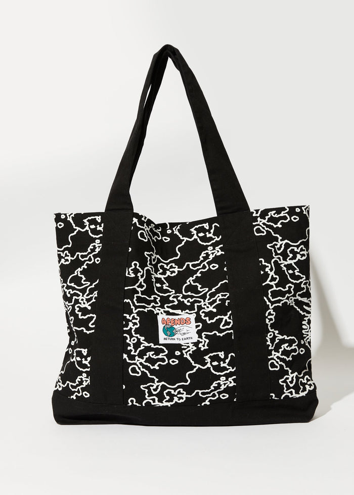 Afends Unisex Script - Recycled Oversized Tote Bag - Black Camo - Sustainable Clothing - Streetwear