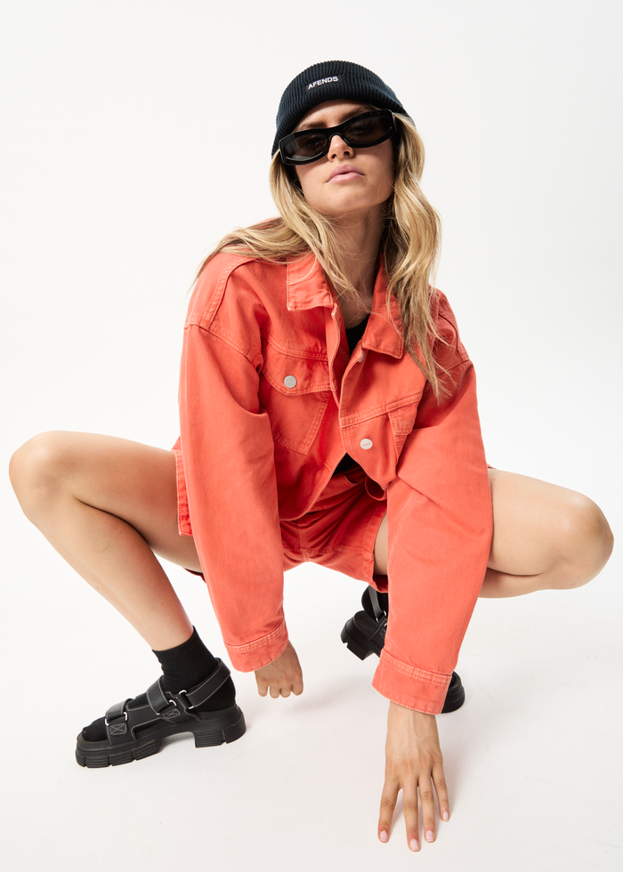 Afends Unisex Innie - Unisex Organic Denim Jacket - Faded Orange - Sustainable Clothing - Streetwear