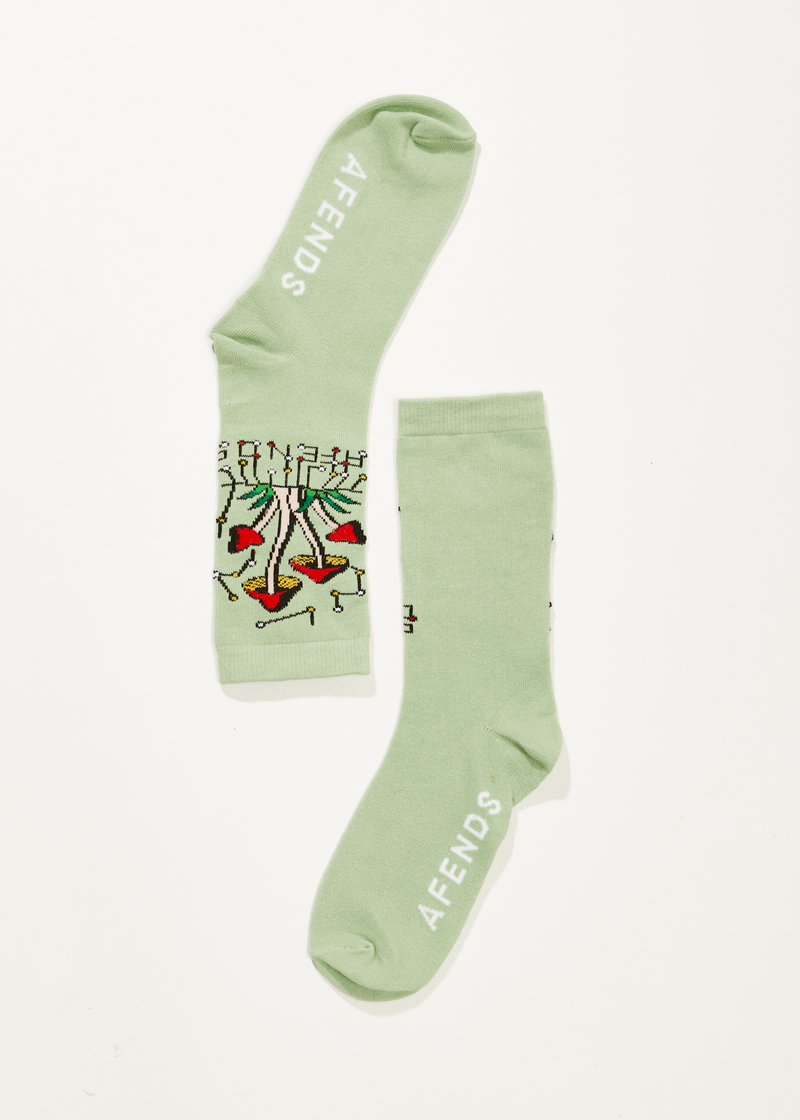 Afends Unisex Journey Inward - Crew Socks - Pistachio