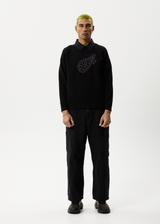 Afends Mens Heritage - Raglan Knitted Crew Neck Jumper - Black - Afends mens heritage   raglan knitted crew neck jumper   black   sustainable clothing   streetwear