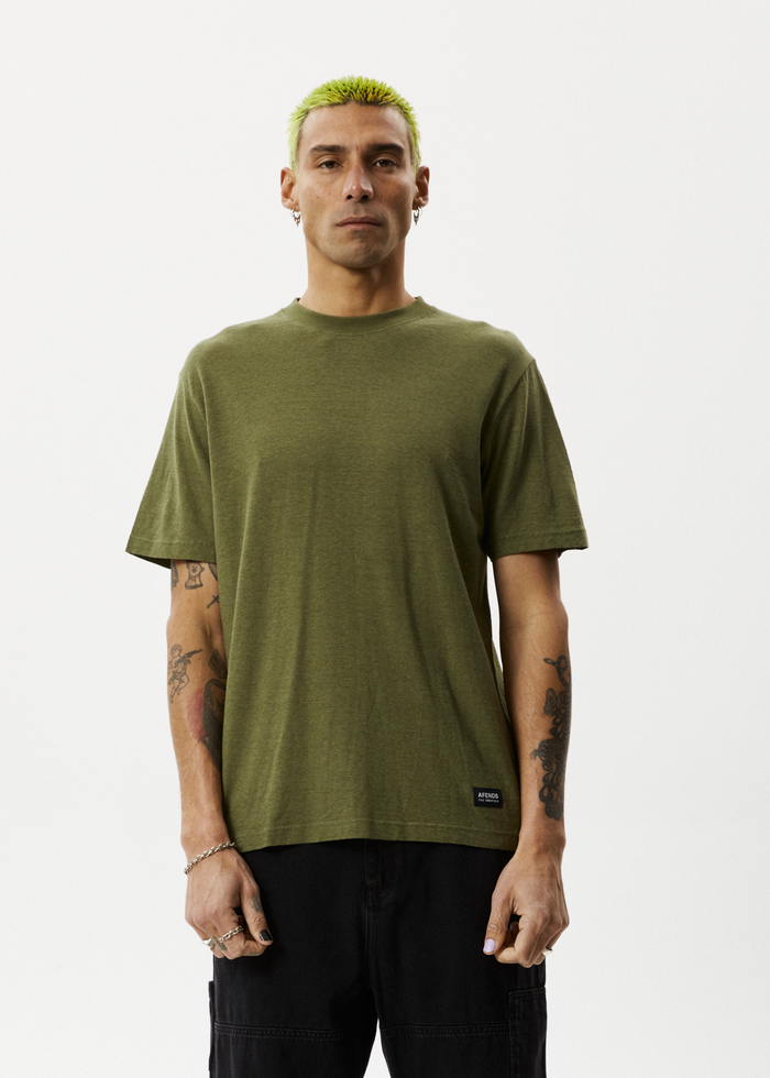 Afends Mens Classic - Hemp Retro T-Shirt - Military - Sustainable Clothing - Streetwear