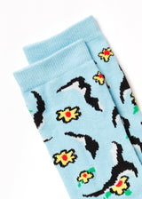 Afends Unisex Flowers - Recycled Crew Socks - Sky Blue - Afends unisex flowers   recycled crew socks   sky blue   sustainable clothing   streetwear