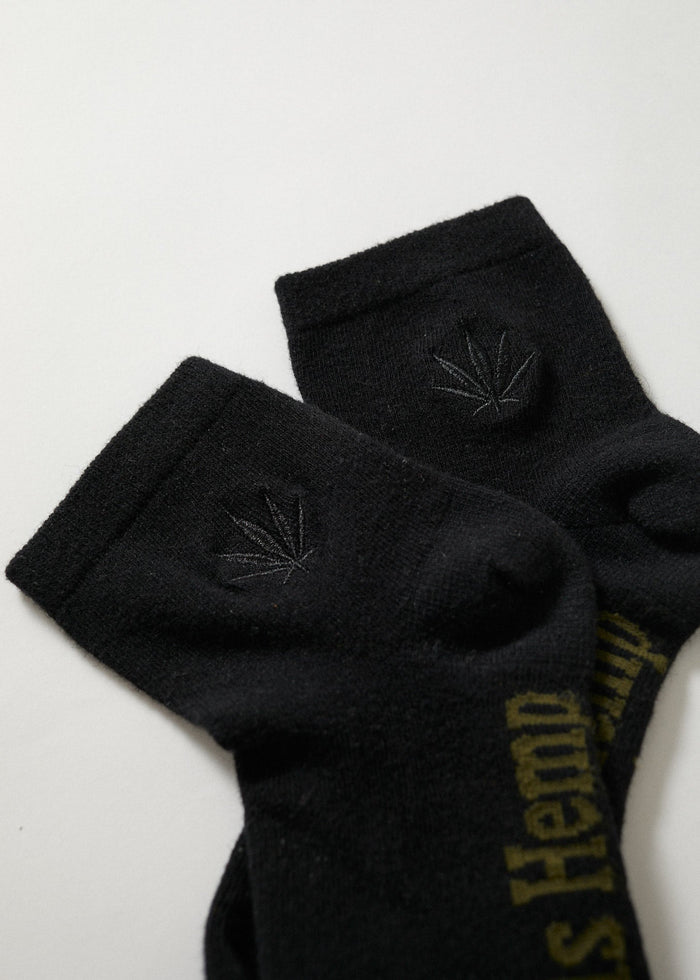 Afends Unisex Happy Hemp - Ankle Socks One Pack - Black / Black - Sustainable Clothing - Streetwear
