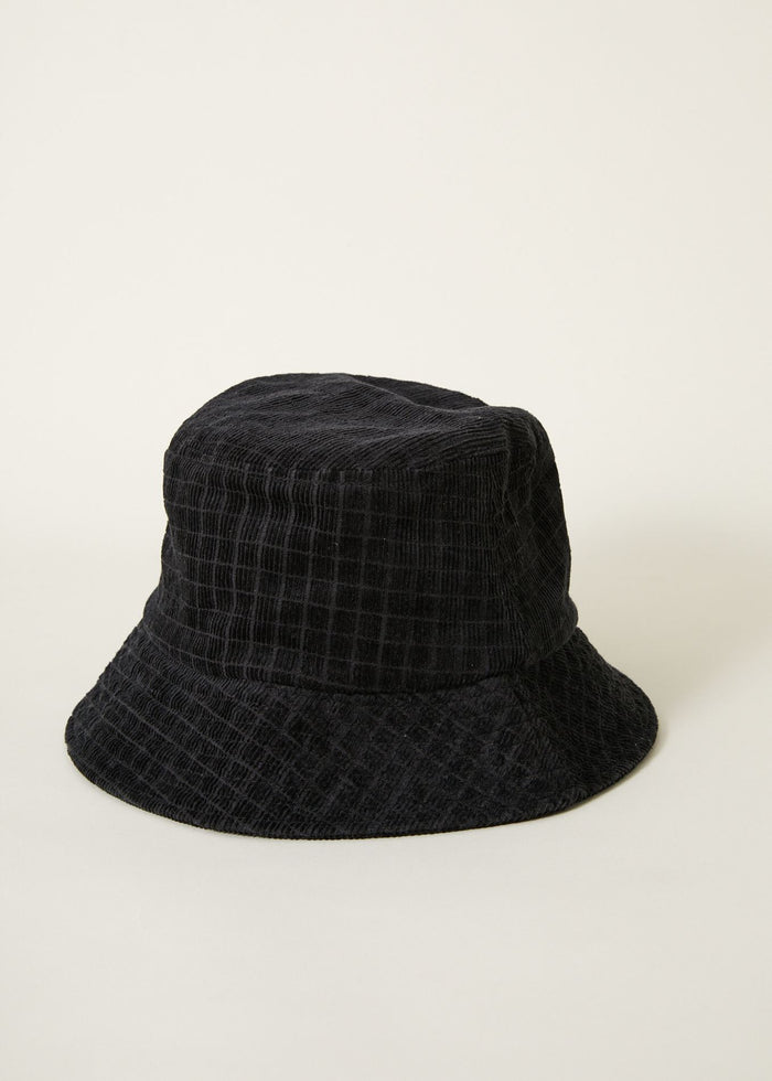 Afends Unisex Kaia - Hemp Check Corduroy Bucket Hat - Black - Sustainable Clothing - Streetwear