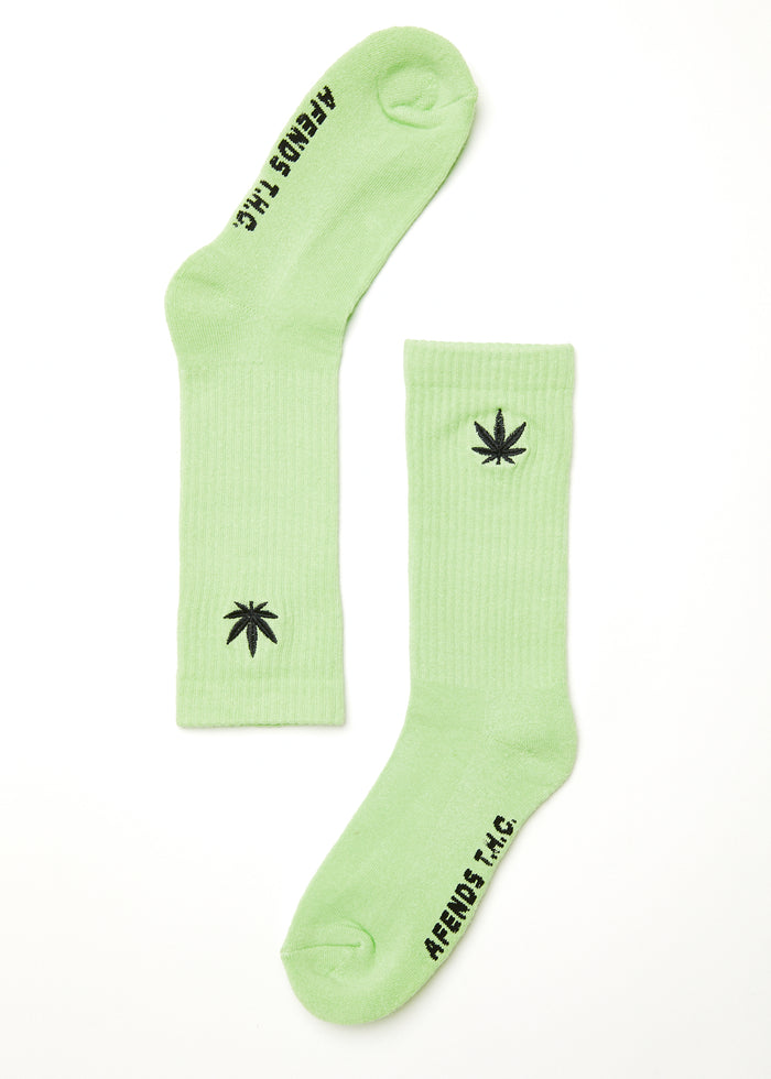 Afends Unisex Happy Hemp - Crew Socks - Lime Green - Sustainable Clothing - Streetwear
