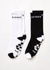 Afends Unisex Contrast - Recycled Socks Two Pack - Multi - Afends unisex contrast   recycled socks two pack   multi   sustainable clothing   streetwear