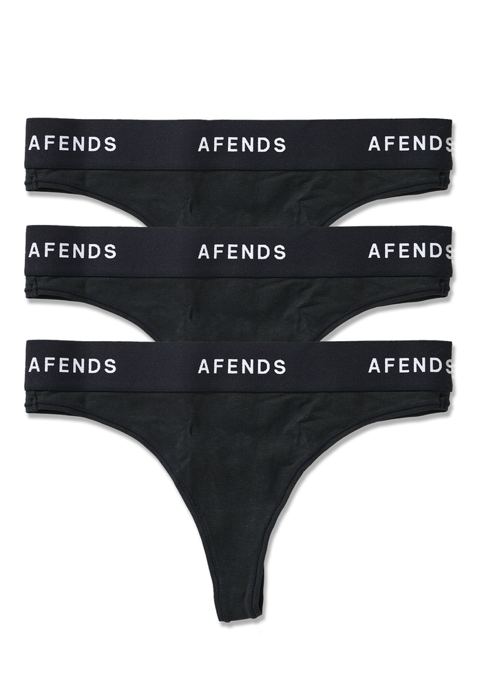 Afends Womens Molly - Hemp G-String Briefs 3 Pack - Black - Sustainable Clothing - Streetwear