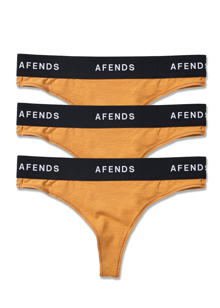 Afends Womens Molly - Hemp G-String Briefs 3 Pack - Chestnut - Sustainable Clothing - Streetwear