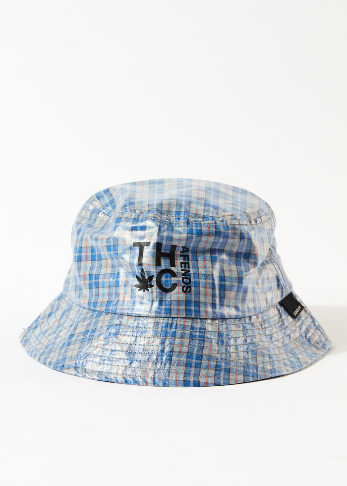 Afends Unisex Porcelain - Hemp Check Coated Bucket Hat - Electric Blue - Sustainable Clothing - Streetwear