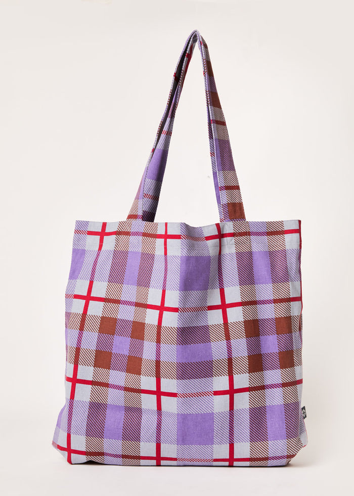 Afends Unisex Colby - Hemp Check Tote Bag - Plum - Sustainable Clothing - Streetwear
