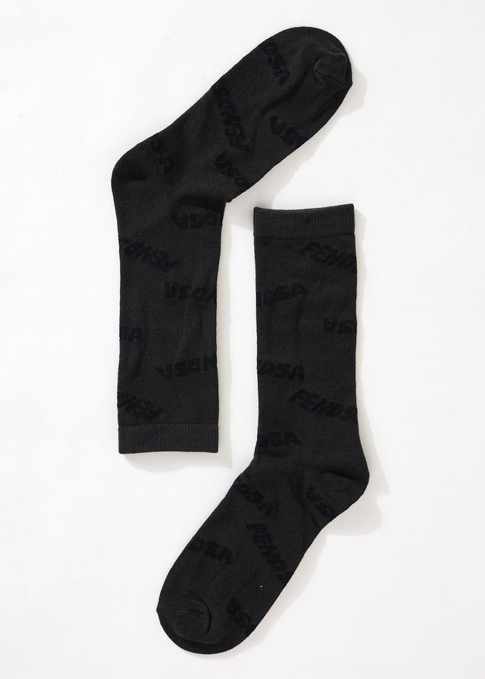 Afends Unisex Naughty - Recycled Crew Socks - Charcoal - Sustainable Clothing - Streetwear