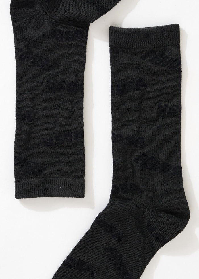 Afends Unisex Naughty - Recycled Crew Socks - Charcoal - Sustainable Clothing - Streetwear