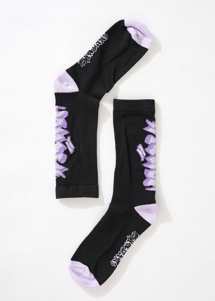 Afends Womens Tracks - Recycled Crew Socks - Charcoal - Sustainable Clothing - Streetwear