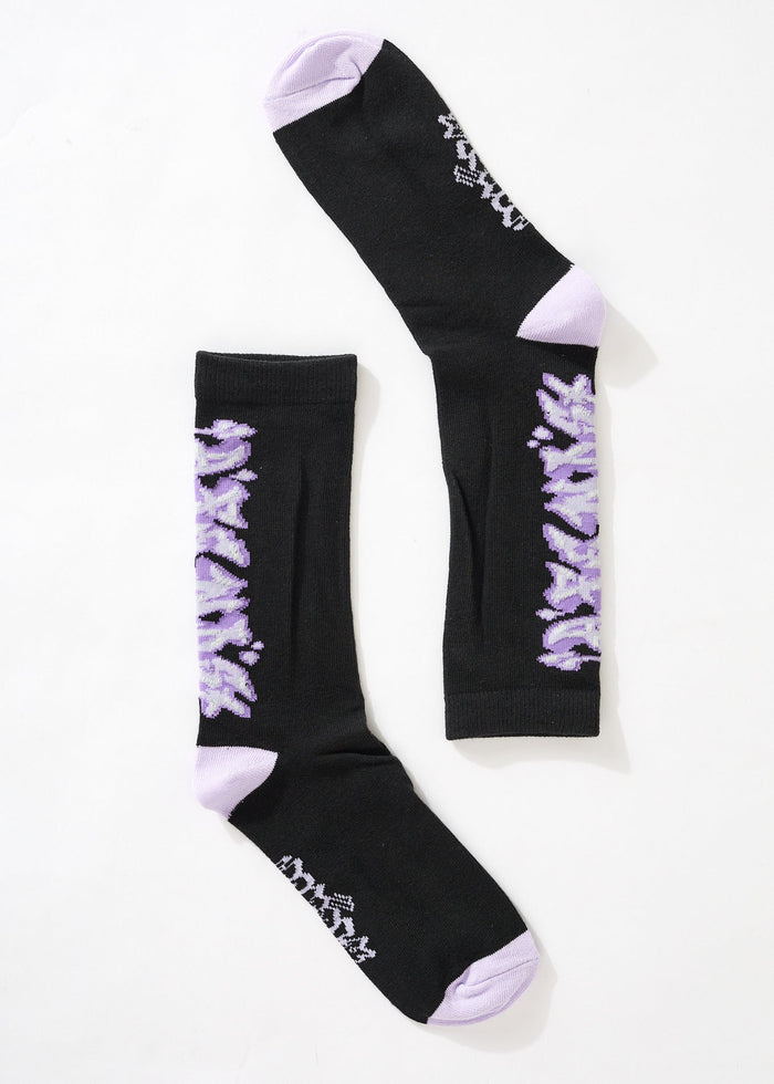 Afends Womens Tracks - Recycled Crew Socks - Charcoal - Sustainable Clothing - Streetwear