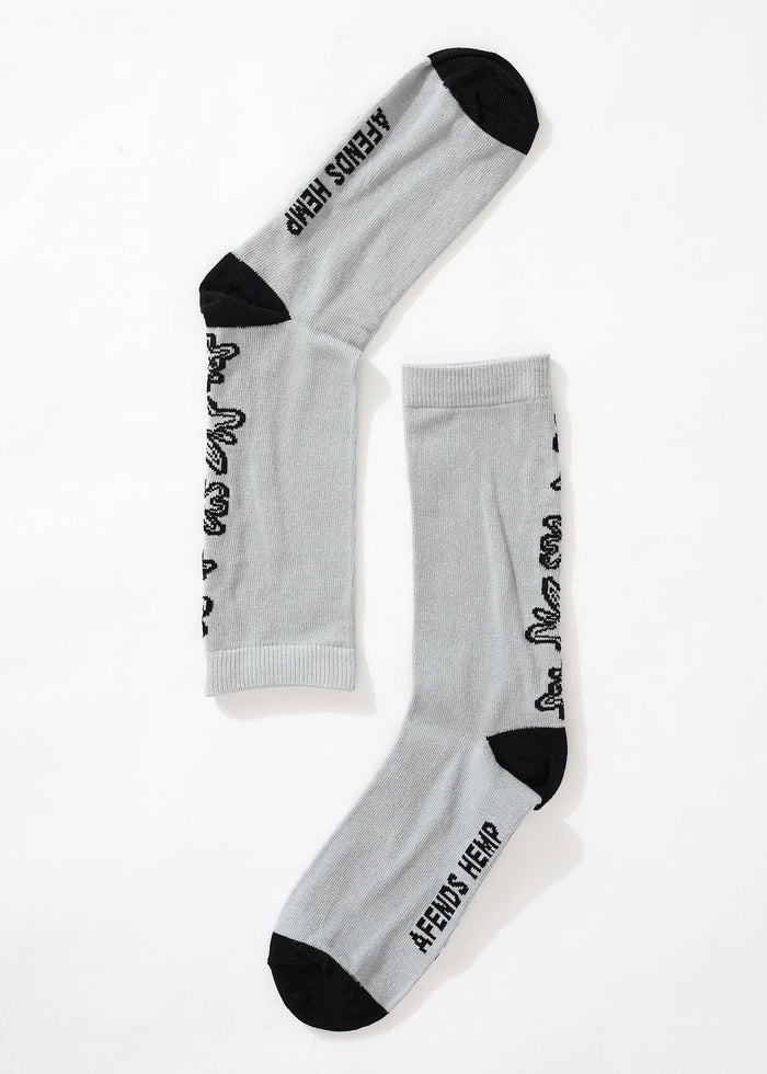 Afends Unisex Fixative - Hemp Crew Socks - Shadow - Sustainable Clothing - Streetwear