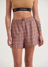 Afends Unisex Colby - Hemp Check Boxers - Plum - Afends unisex colby   hemp check boxers   plum   sustainable clothing   streetwear