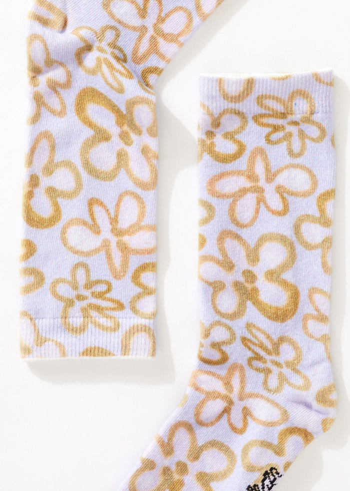 Afends Unisex Digital Daisy - Recycled Crew Socks - Tulip - Sustainable Clothing - Streetwear