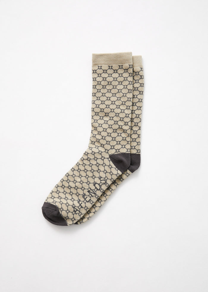 Afends Unisex Anthology - Unisex Recycled Crew Socks - Cement - Sustainable Clothing - Streetwear