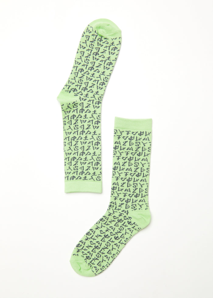 Afends Unisex Tagged - Unisex Hemp Crew Socks - Lime Green - Sustainable Clothing - Streetwear
