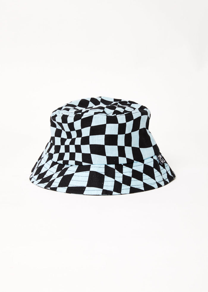 Afends Unisex Void - Hemp Check Bucket Hat - Sky Blue - Sustainable Clothing - Streetwear