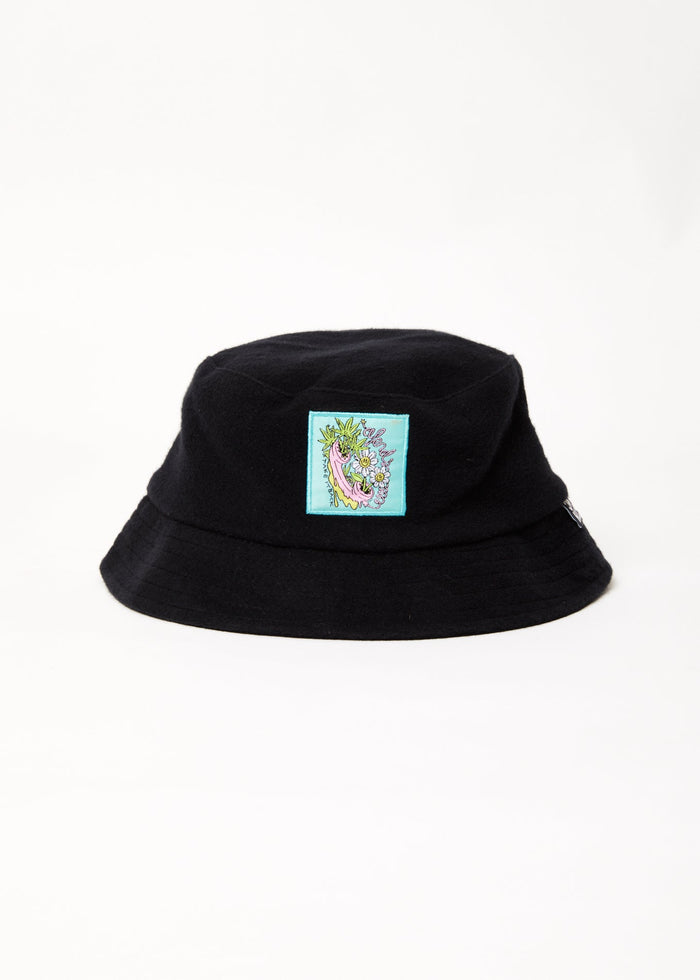 Afends Unisex Connection - Hemp Fleece Bucket Hat - Black - Sustainable Clothing - Streetwear