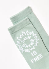 Afends Unisex Utopia - Organic Crew Socks - Smoke Green - Afends unisex utopia   organic crew socks   smoke green   sustainable clothing   streetwear