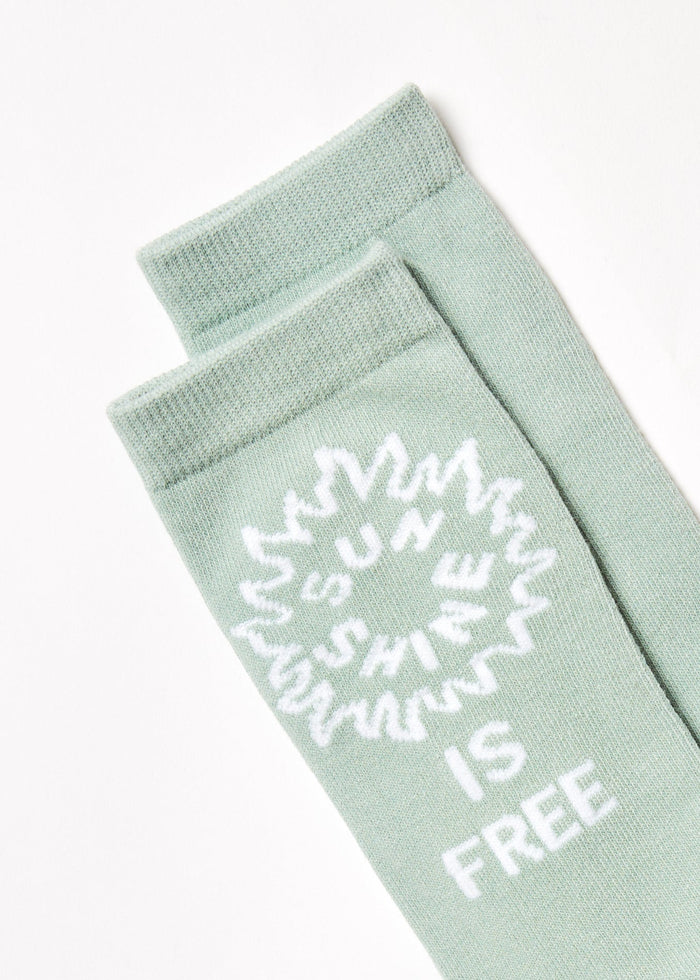 Afends Unisex Utopia - Organic Crew Socks - Smoke Green - Sustainable Clothing - Streetwear