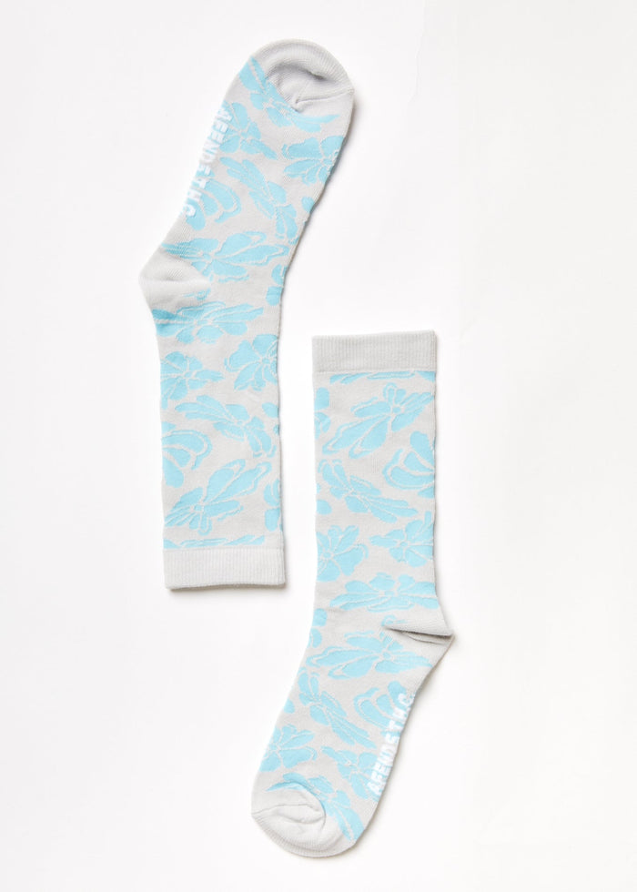 Afends Unisex Billie - Hemp Crew Socks - Smoke Blue - Sustainable Clothing - Streetwear