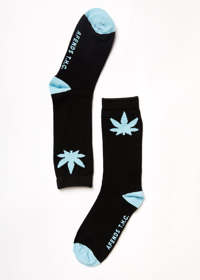 Afends Unisex Controlla - Hemp Crew Socks - Black - Sustainable Clothing - Streetwear