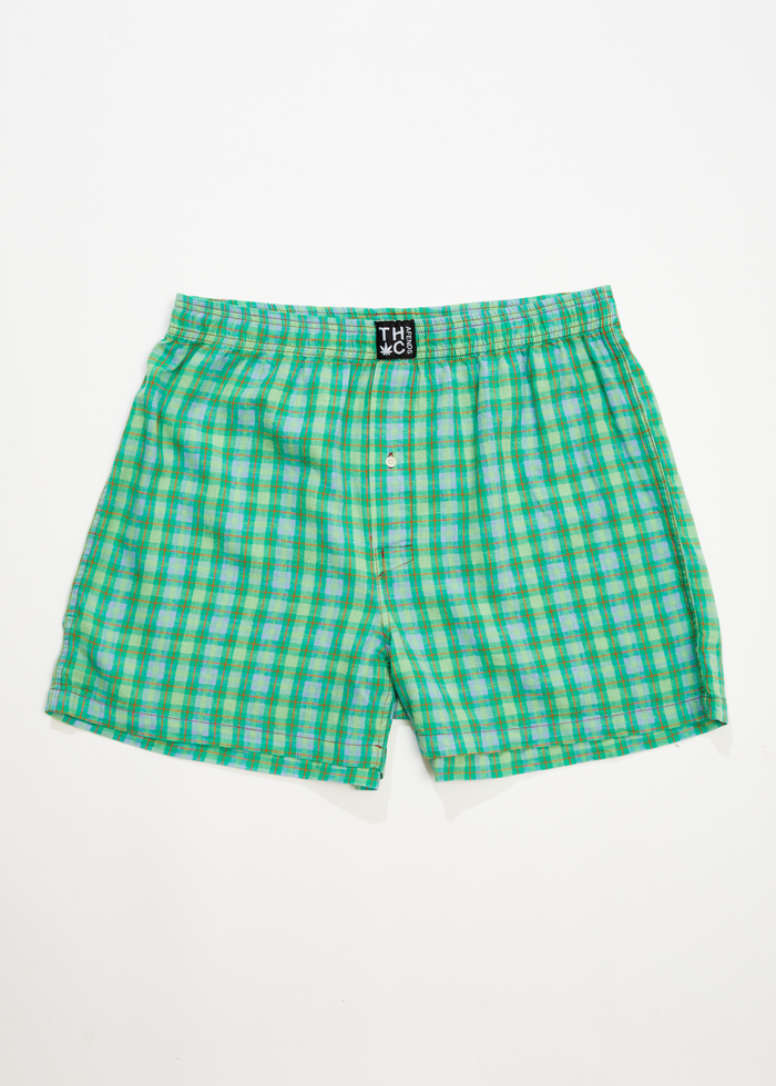 Afends Unisex Meadows - Unisex Hemp Check Boxers - Forest Check - Sustainable Clothing - Streetwear