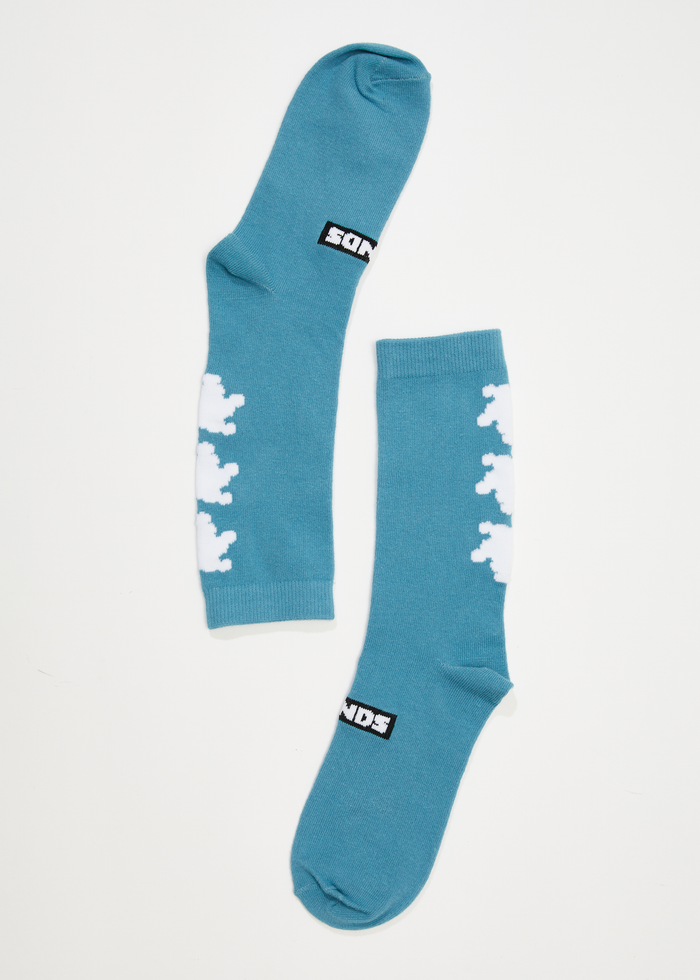Afends Unisex Polar - Recycled Crew Socks - Dark Teal - Sustainable Clothing - Streetwear