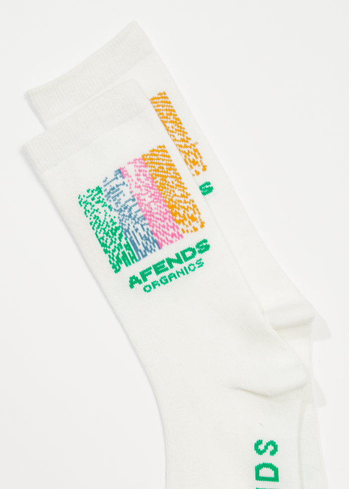 Afends Unisex Studio - Organic Crew Socks - Off White - Sustainable Clothing - Streetwear