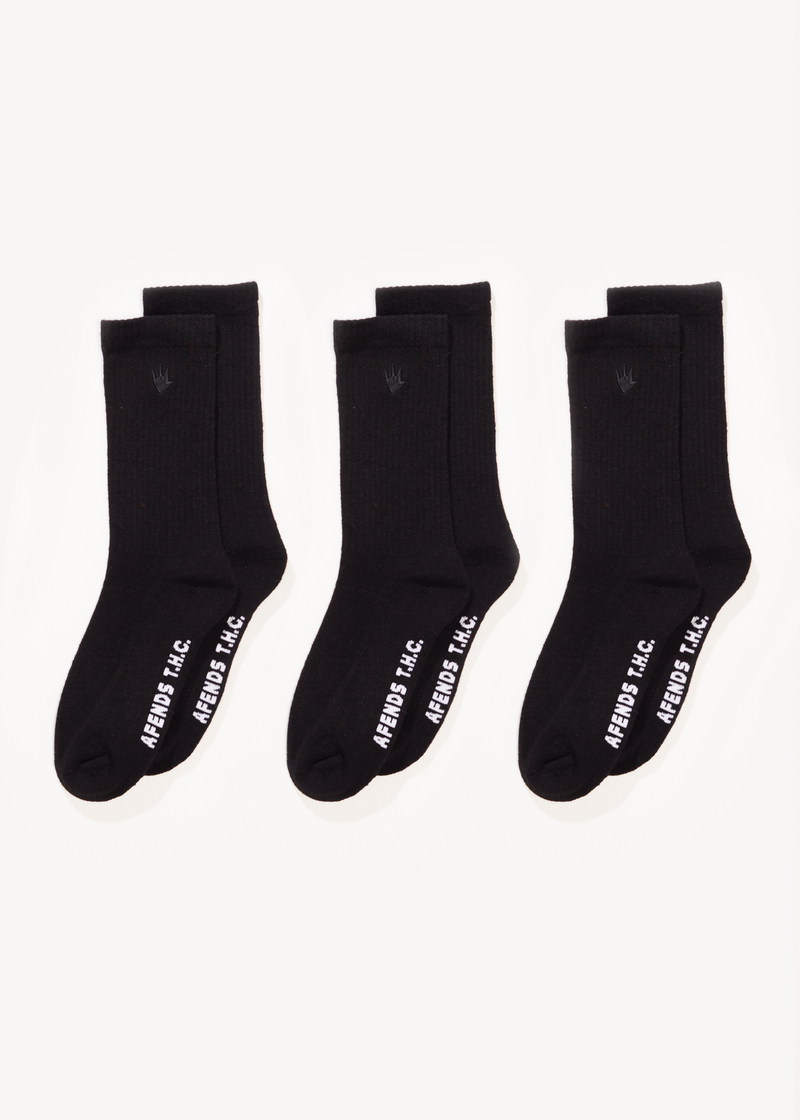 Afends Mens Flame - Socks Three Pack - Black
