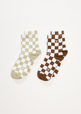 Afends Womens Maia -  Socks Two Pack - Check - Afends womens maia    socks two pack   check   sustainable clothing   streetwear